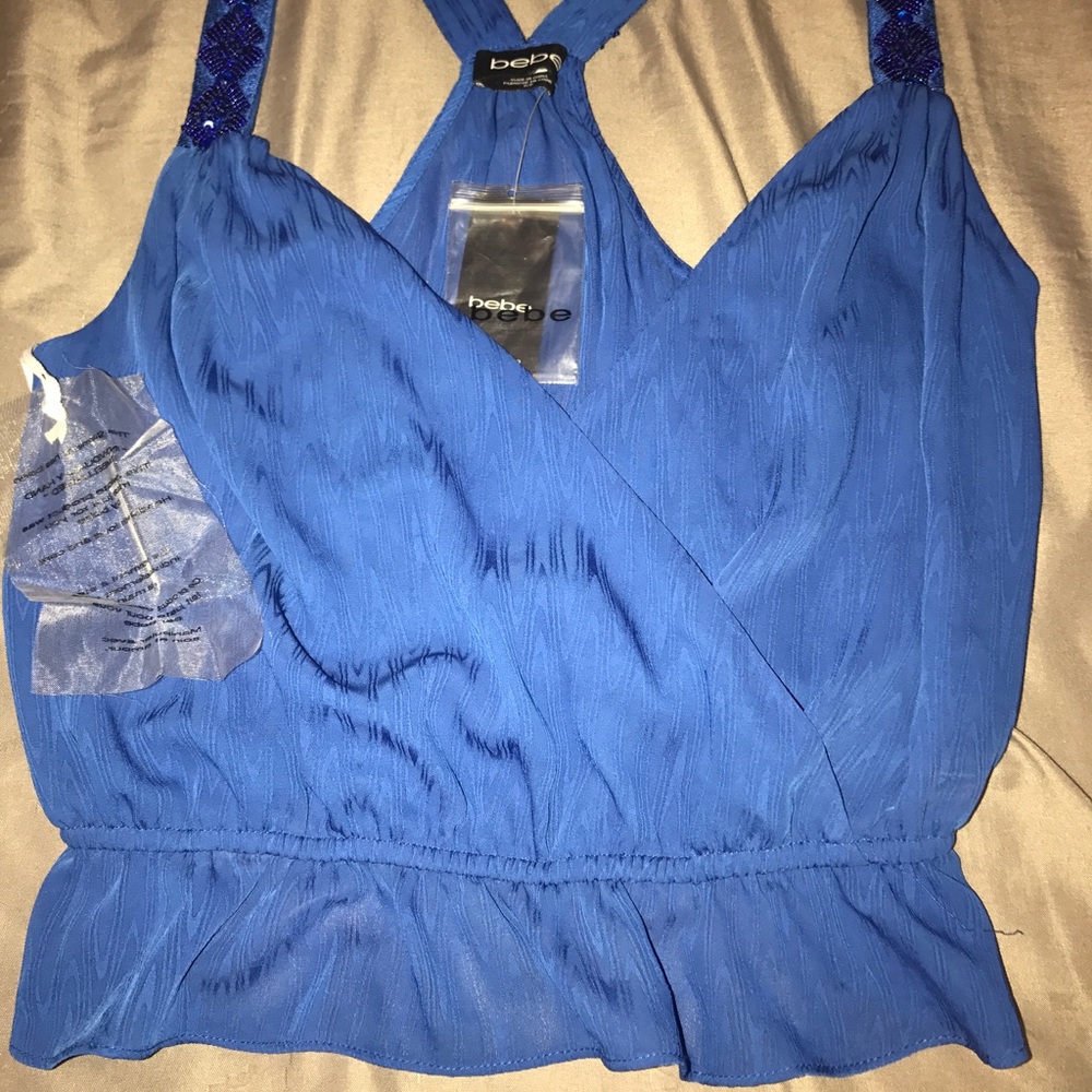 Bebe Embellished Strap Surplice Top